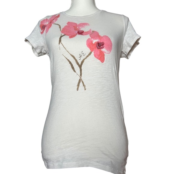American Eagle Outfitters Tops - Y2K Vintage American Eagle Outfitters White Floral Graphic T-Shirt Baby Tee‎ M